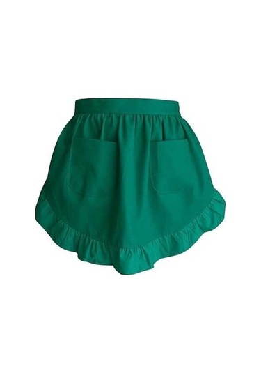 Fastbuy Kadın Yeşil Beyaz Cepli Bel Önlüğü Ev Garsonu Yarı Garson Modası Diğer