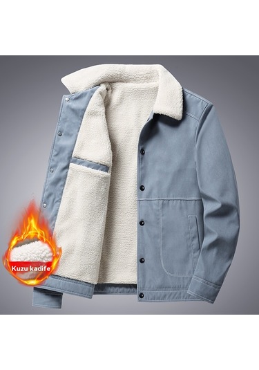 Kışlık Kalın Sıcak Polar Günlük Erkek Ceketi Siyah