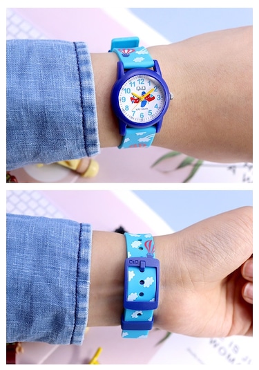 Q&q Qcg9918 Mavi Uçak Havacılık Su Geçirmez Erkek Çocuk Kol Saati