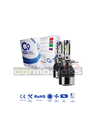 C9 Trio Üç Renk Led Xenon Far Ampulü Deli Mavi Beyaz Gün Işığı 209502006