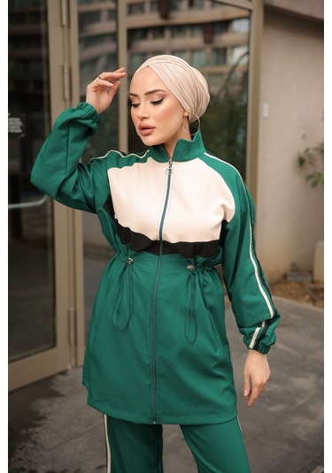 Tesettür Eşofman Takımı Fermuarlı Ikili Takımı Yeşil 479 Yeşil