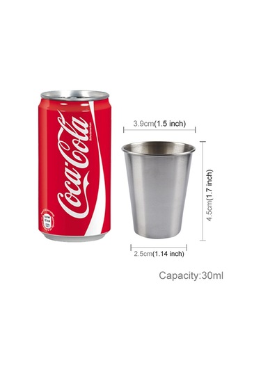 Cbtx 30ml Tek Duvar Elektropolisajlı Paslanmaz Çelik Kısa Şarap Bardağı Gümüş 30ml