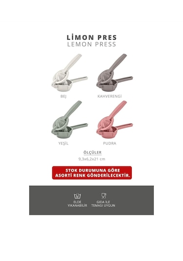 Bastırmalı Limon Portakal Ve Narenciye Sıkacağı 4 Renk Çok Renkli
