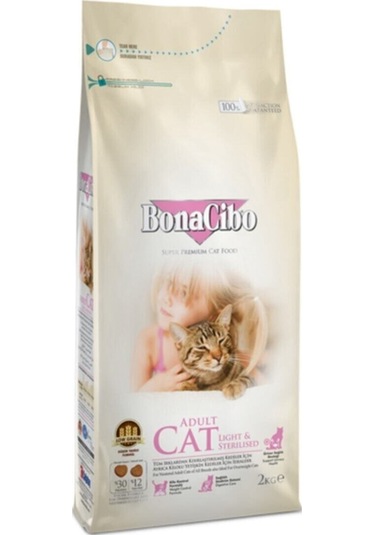 Bonacibo Kısırlaşlaştırılmış Kedi Maması Light Steril Kısır Kedi Maması 2 KG