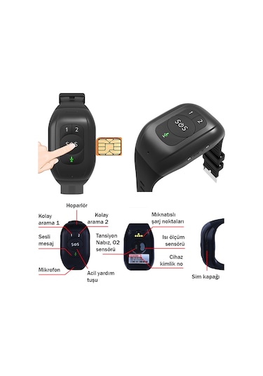 Erctec 7070-H1 Gps Sağlık Takip Bilekliği