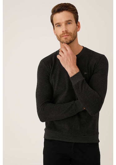 İgs Erkek Antrasit Standart Bisiklet Yaka Triko Antrasit