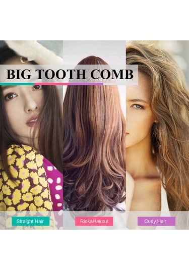 Samdoo Uzun Saçlar İçin Büyük Geniş Dişli Tarak - Statik Elektrikten Koruyucu - Evde Kullanıma Uygun - Pembe Logo Yok