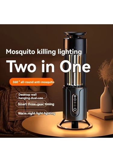 Motion003 Gri Şarj Edilebilir 2si 1 Arada Böcek Kovucu Ve Gece Lambası Ev Ofis İçin