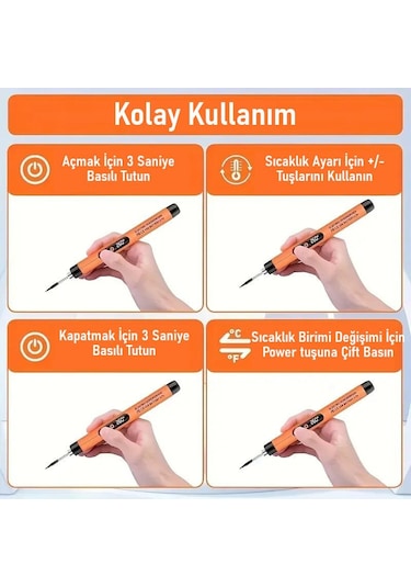 Valkyrie Şarjlı Dijital Ekranlı Havya Seti 420 C Ayarlanabilir Sıcaklık Type-c Hızlı Şarj