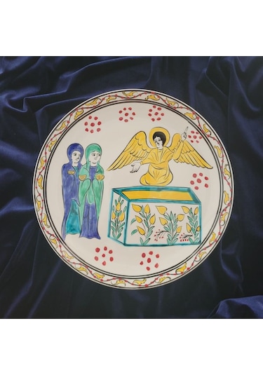 İsa Mesih'in Boş Kabri 25x25 Cm El Boyama İznik Çini Tabak