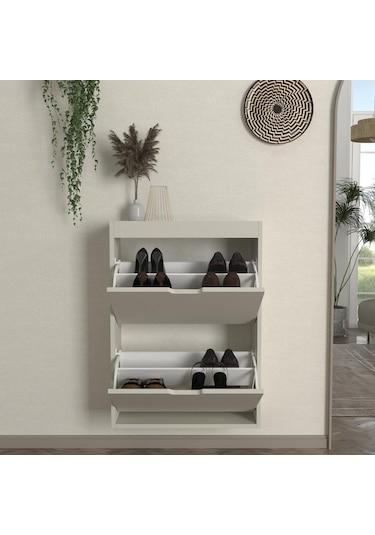 Remy 2 Kapaklı Ayakkabılık Kumtaşı - Antrasit