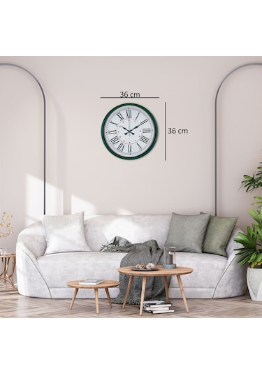 Yeşil 36 Cm Modern Şık Duvar Saati Renkli