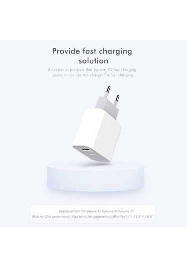 Konesam 20w Hızlı Şarj Cihazı, Usb-a Ve Usb-c Çıkışlı, Avrupa Standartı, Beyaz