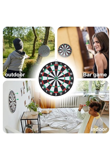 Büyük Boy Dart Seti 36 Cm Çift Taraflı Dart Hedef Tatası 6 Oklu