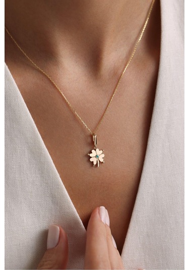 Gianfranco Mavi Mineli Yonca Kilitli Charm Kolye 45 Cm