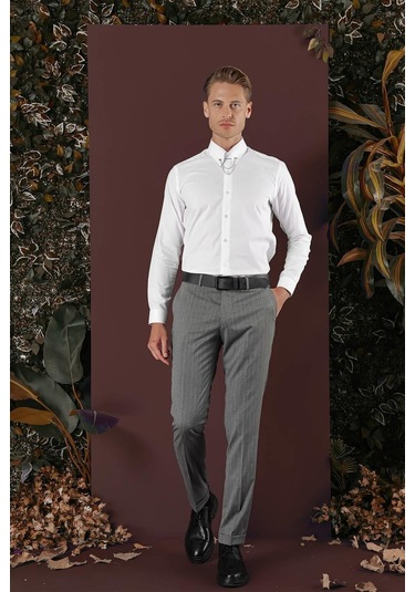 P 1134 Slim Fit Gri Spor Pantolon Gri