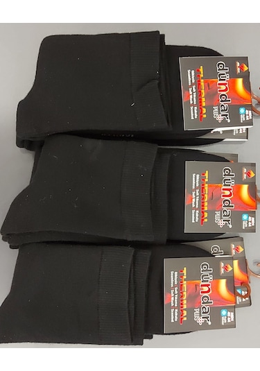 Dündar Plus 5978 Erkek Kışlık Havlu Termal Çorap 12 Adet Siyah