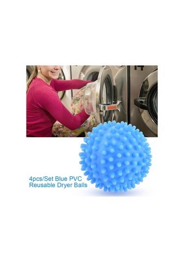 Pvc Yeniden Kullanılabilir Kurutma Makinesi Çamaşır Topu Mavi 4'lü