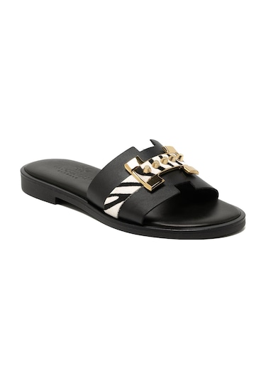 19 Black Terlik Kadın 21032 Myconian 2025 Greek Sandal Siyah