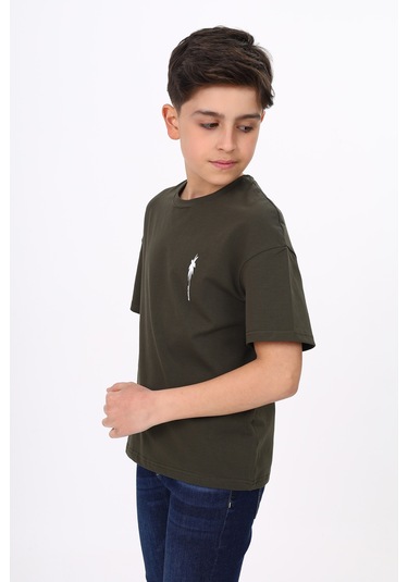 Toontoy Erkek Çocuk Palmiye Ağaç Baskılı Tişört Haki