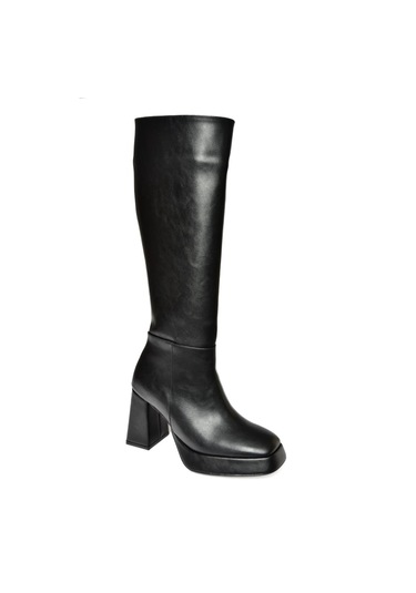 Fox Shoes R282230109 Siyah Platform Kalın Topuklu Kadın Çizme Siyah