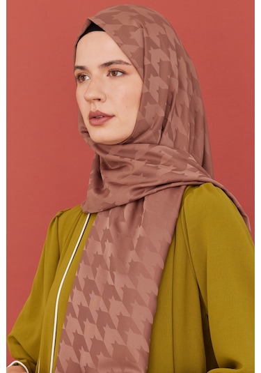 Mirsoy Scarf Kazayağı Desen İpeksi Jakar Şal - Yalı A.Kiremit