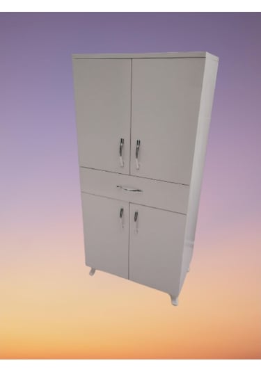 Çok Amaçlı Eko Dolap 130 Cm Beyaz Bir Çekmece Dört Kapak El Yapım