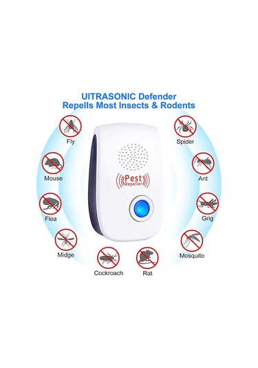 Yifomall 6'lı Paket Abs Ultrasonik Kovucu - 800-1200 Ft² Kaplama, 4-6w, Ac 90-250v, Mavi Işık, Uzun Avrupa Şarjı İç Kullanım Beyaz