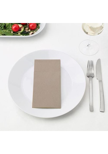 Dikdörtgen Peçete Bej Renk MeridyenDukkan 38 x 38 CM 25 Adet