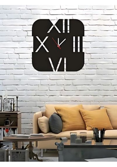 Modern Vintage Roma Duvar Saati Siyah