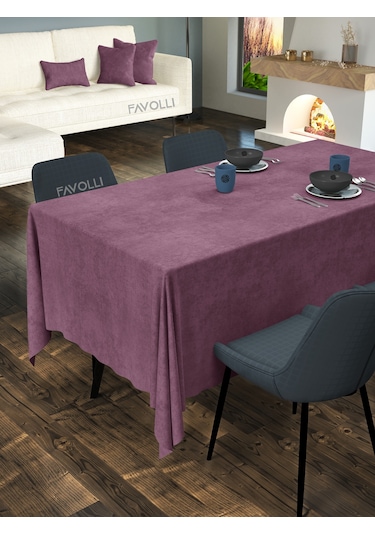 Kadife Dokulu Lavanta Pembesi Masa Örtüsü Lavanta Pembesi