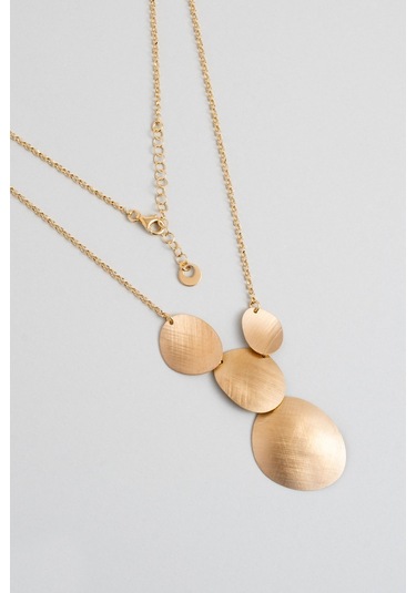 Çölün Işıltısı 18 Ayar Sarı Altn Kaplama 45 Cm Gümüş Tasarım Kolye