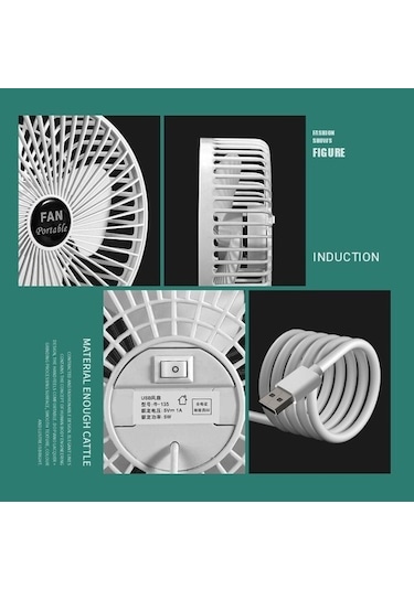 Puluzpuluz Usb Masaüstü Fanı , Renk: 6 Inç Re3lmu Beyaz