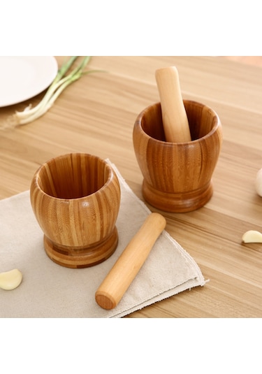 Monyee Büyük Boy Doğal Bambu Sarımsak Defteri - Evcil Pestle Ve Mortar Seti, Sağlıklı Zarf Sökme Aracı, Çok Amaçlı Ev Aletleri Bambu