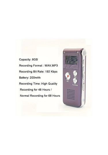 Willowhaven 8gb 650 Saat Gri Çok Amaçlı Şarj Edilebilir Dijital Ses Kayıt Cihazı Mp3 Çalar