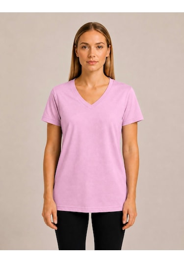 Axxel Kadın Pembe Kısa Kollu Pamuklu Oversize Rahat Kesim T-shirt-d804-k