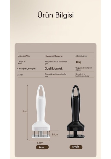 Jzcat 304 Paslanmaz Çelik Mutfak Taşınabilir Et Çekici-siyah