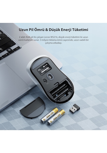 Lecoo WS216 Kablosuz 1600 Dpı 7 Tuşlu Optik Mouse