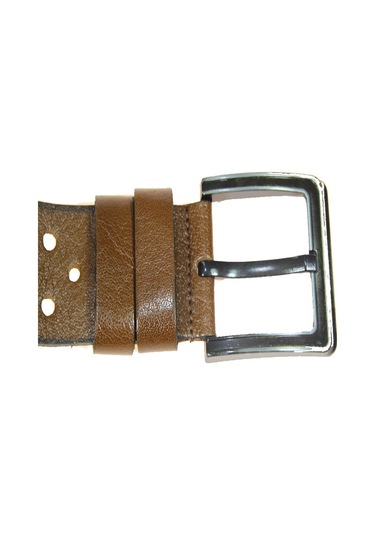 Hakiki Deri Erkek Delikli Kot Kemeri 4,5 Cm Taba