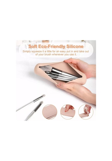 Moveevo 2 Paket Seyahat Makyaj Fırçası Tutucu, Silikon Trend Ve Taşınabilir Kozmetik Yüz Fırçaları Tutucu, Seyahat İçin Yumuşak