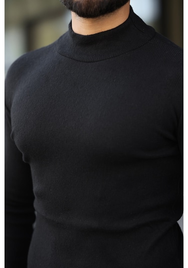 3'lü Paket Yarım Boğazlı Erkek Kazak Siyah