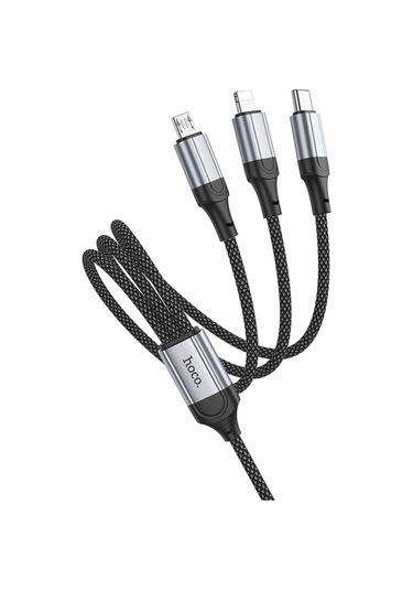 Hoco. X102 Fresh 1m 2.4a 3in1 Usb To Type-c / Lightning Ve Micro Çıkışlı Hızlı Şarj Data Kablosu - Siyah
