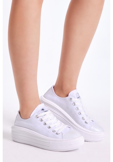 Rahat Kalıp Kalın Tabanlı Kadın Beyaz Beyaz Spor Ayakkabı Tbıkt20 Beyaz Beyaz