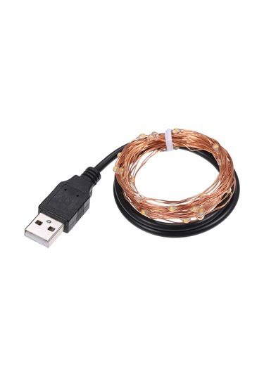 Geeksen Usb Beslemeli 2m 20led Bakır Tel Işık Zinciri, Esnek Ve Katlanabilir, Islak Beyaz Işık, Dıy Dekorasyon İçin Uygun, Ev Ve Parti Dekoru Çok Renkli
