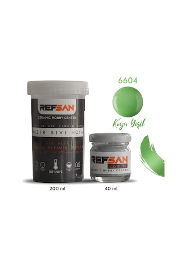 Hazır Çini ve Seramik Boyası 6604 Koyu Yeşil 40 Ml