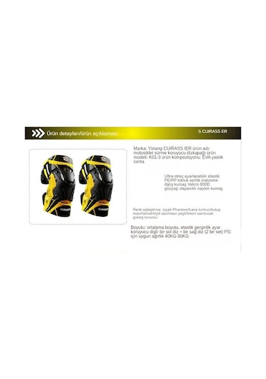 Cuirassier 2 Adet Koruyucu Motosiklet Dizliği Turuncu