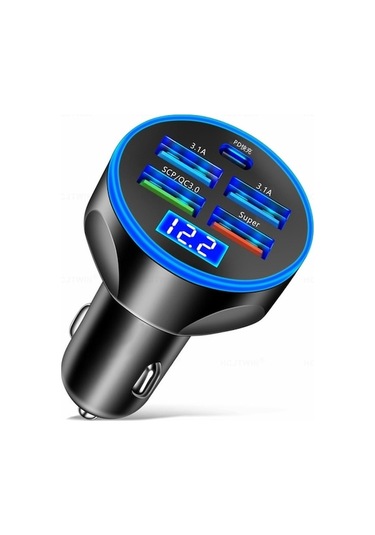 Wgs-g37 Voltmetreli Akıllı Şarj Cihazı - Siyah, Hızlı Ekranlı, Araç 5'i 1