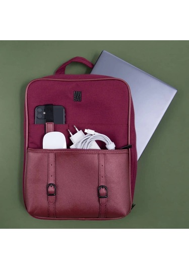 Minbag Xxl Aspen Laptop Ve Tablet Çantası 17 Inch Bordo