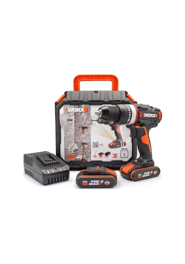 Worx WX-JCR 20Volt 2.0Ah Li-ion Çift Akülü Kömürsüz Profesyonel Darbeli Matkap Vidalama