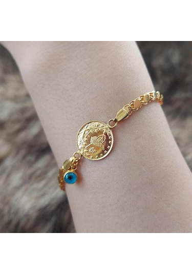 Altınbeyi Reşat Çeyrekli Pullu Zincirli Bileklik Sarı Altın